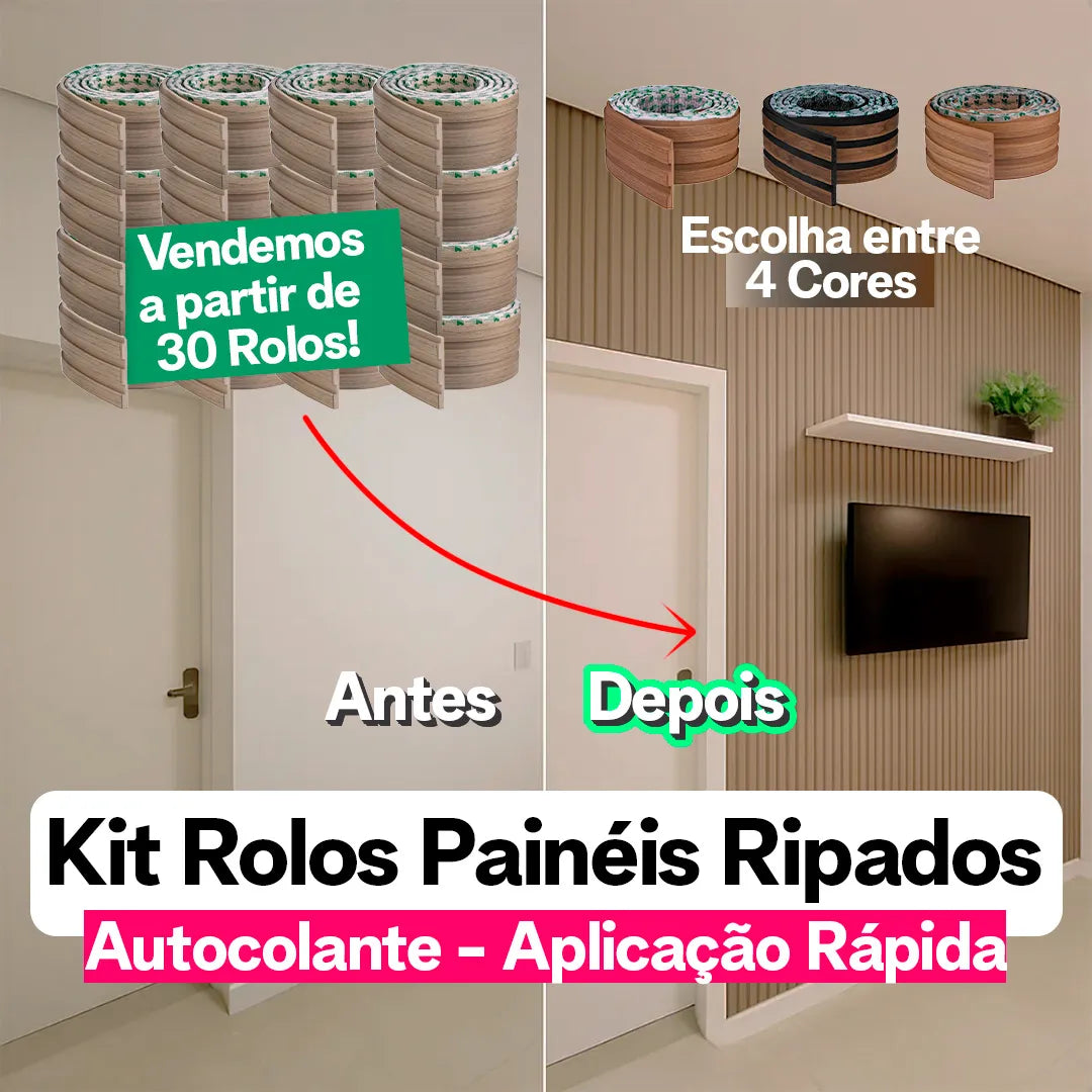 Kit Painel Ripado Autocolante 3M Laminado | Linha Madeto | DIY
