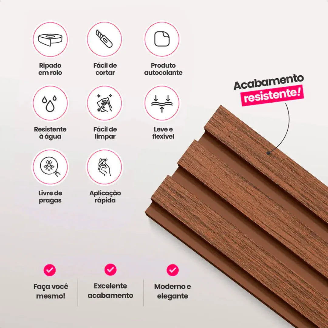 Kit Painel Ripado Autocolante 3M Laminado | Linha Madeto | DIY